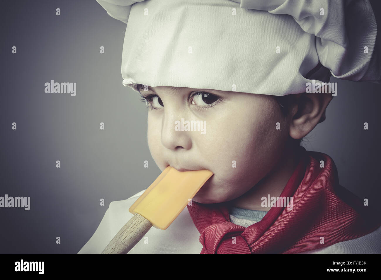 nutrition child dress funny chef, cooking utensils Stock Photo Alamy