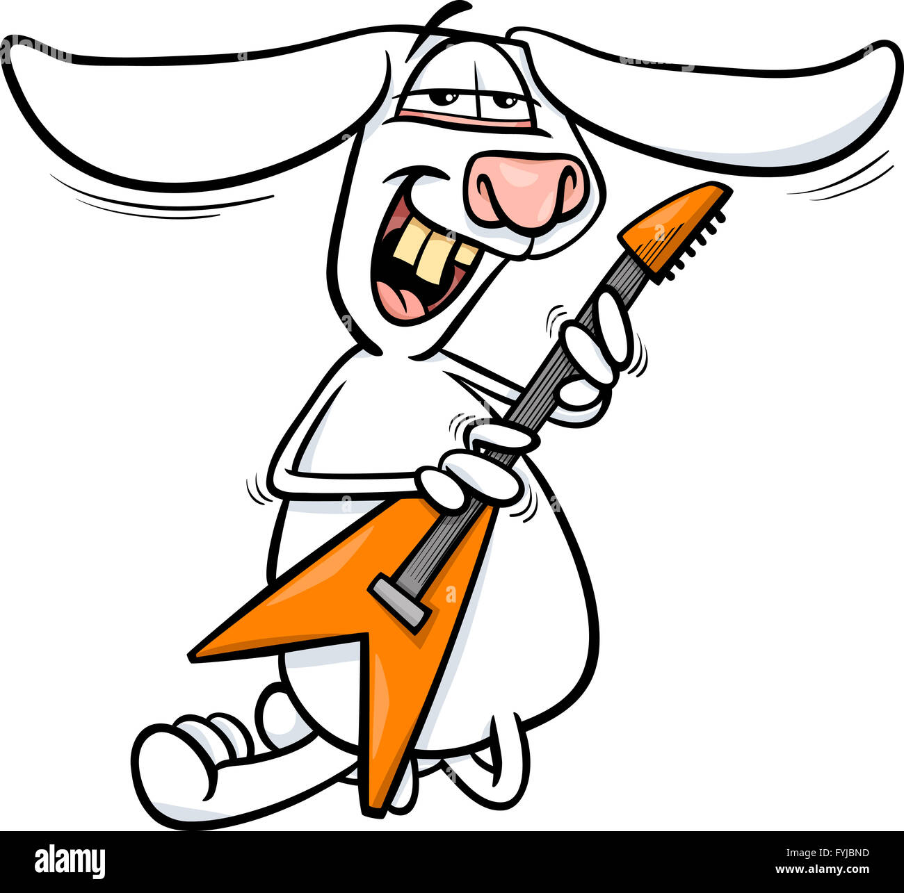 bunny playing guitar cartoon illustration Stock Photo Alamy