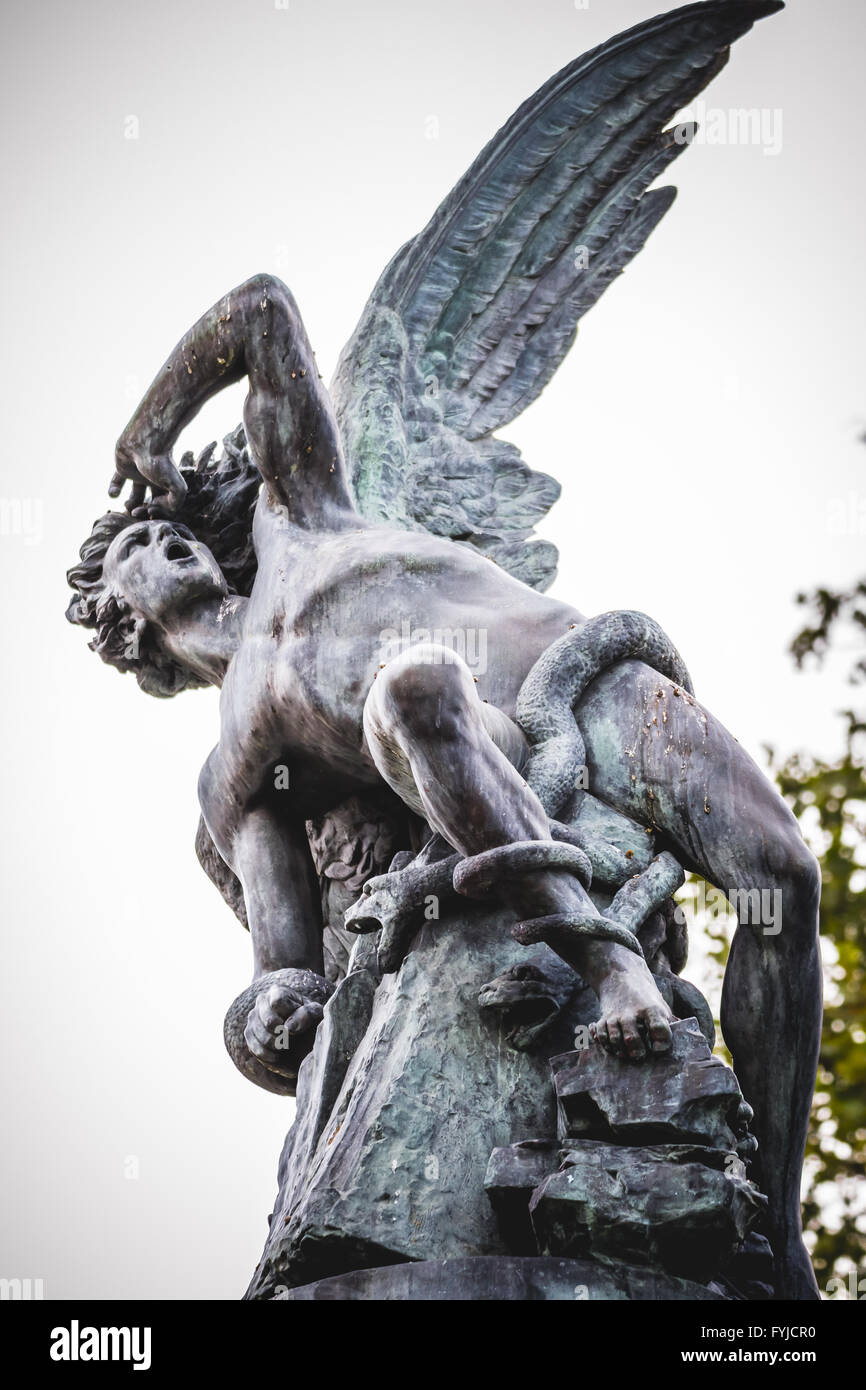 devil figure, bronze sculpture with demonic gargoyles and monsters Stock Photo