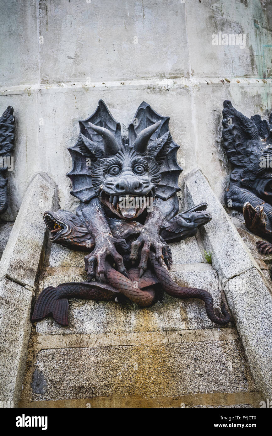 devil figure, bronze sculpture with demonic gargoyles and monsters Stock Photo