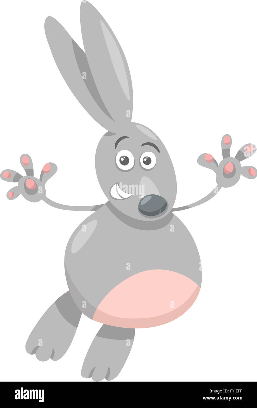 funny gray rabbit cartoon illustration Stock Photo - Alamy