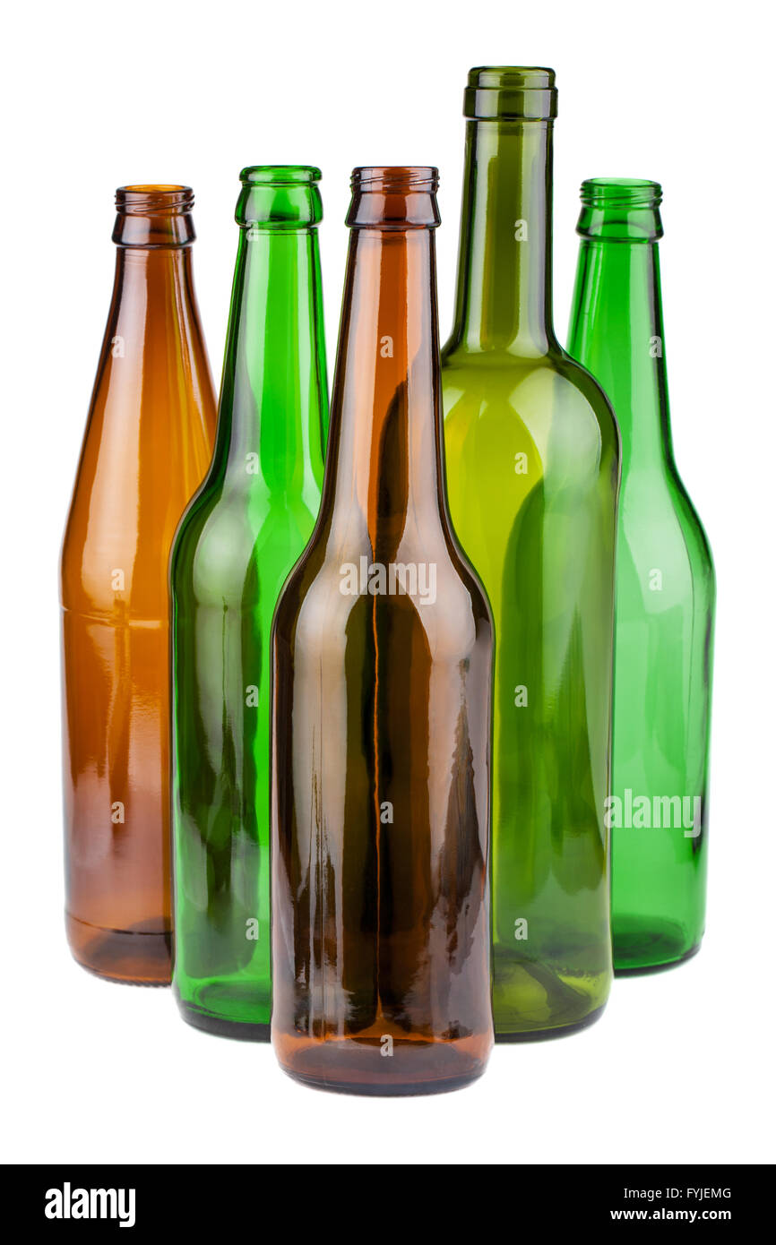 Empty bottles without labels Stock Photo