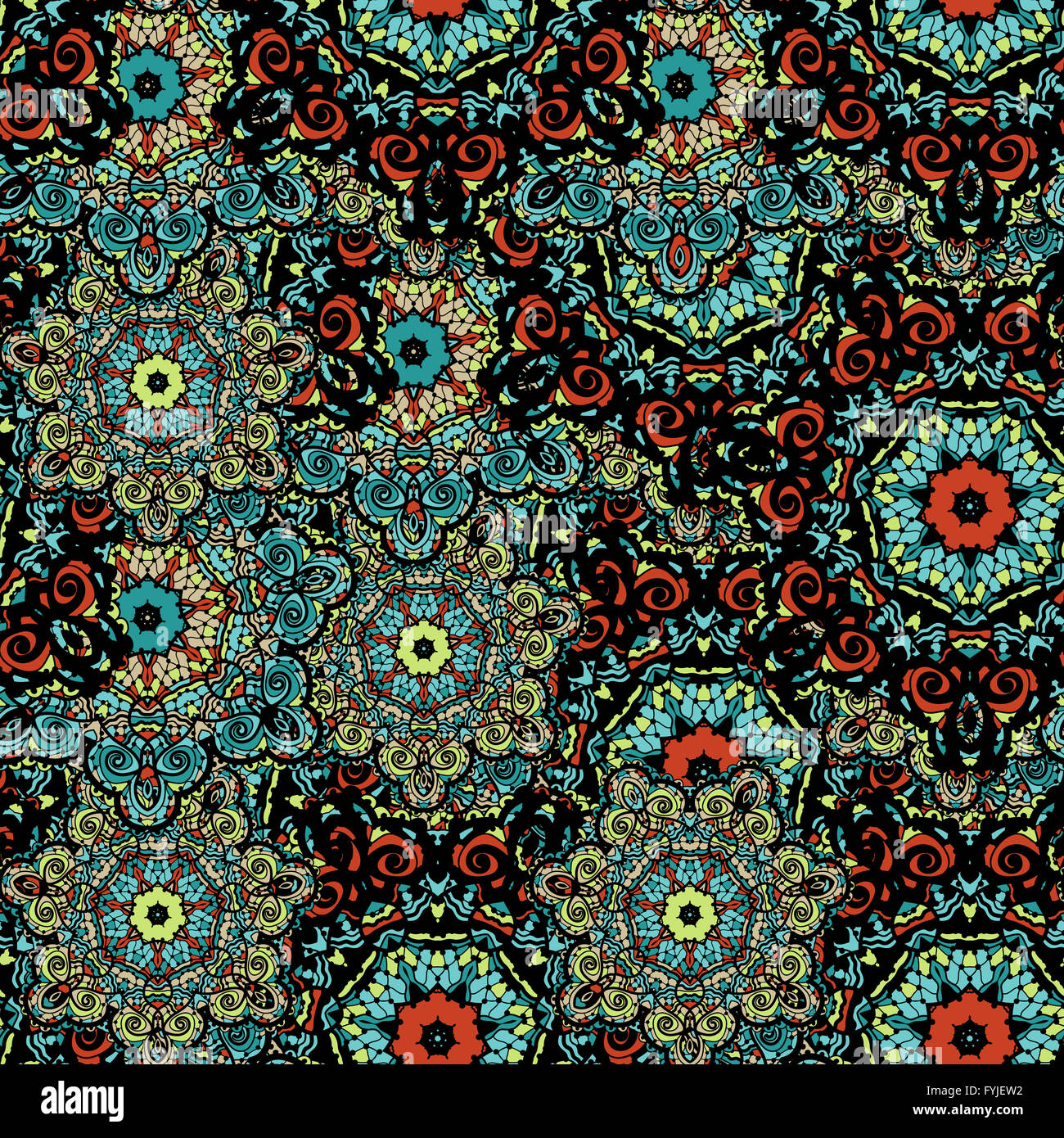 Vector seamless mandala flower pattern background Stock Photo - Alamy