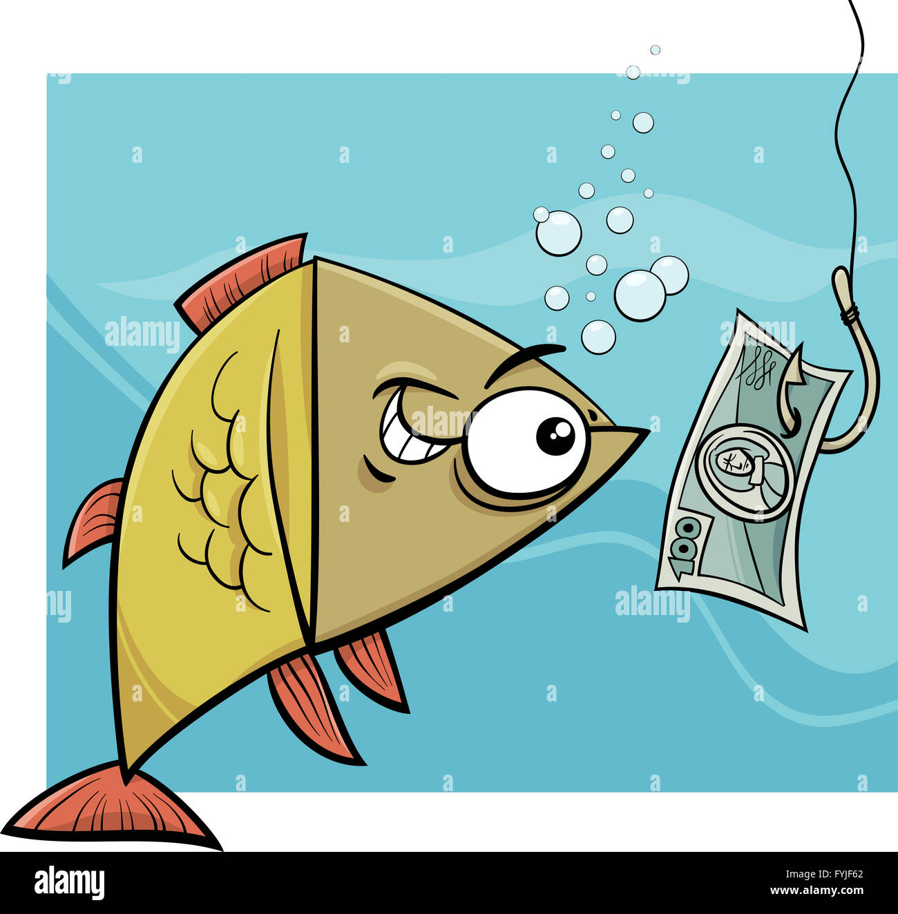 fishing with money cartoon illustration Stock Photo - Alamy