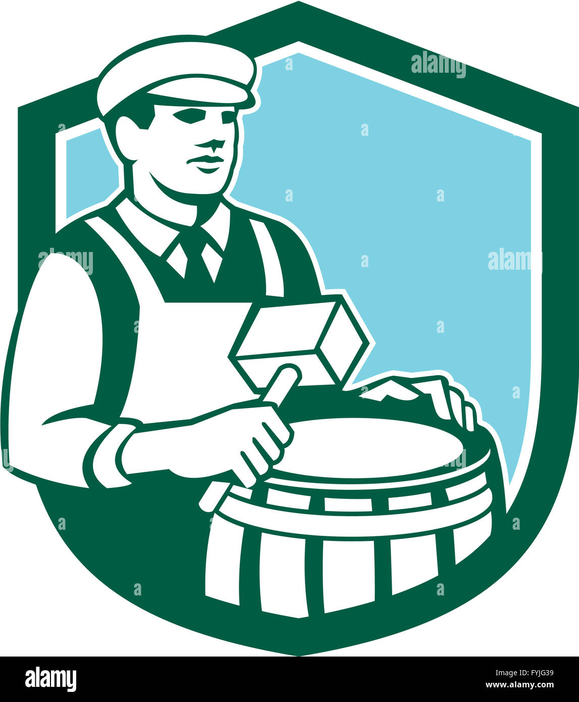 Cooper Barrel Maker Drum Retro Shield Stock Photo Alamy