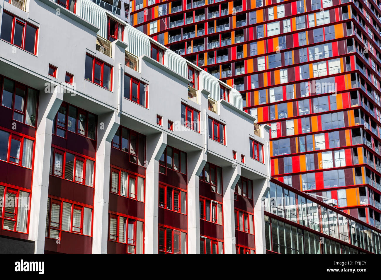 Facades of modern buildings, architecture, skyscrapers, Rotterdam, The Netherlands, Stock Photo