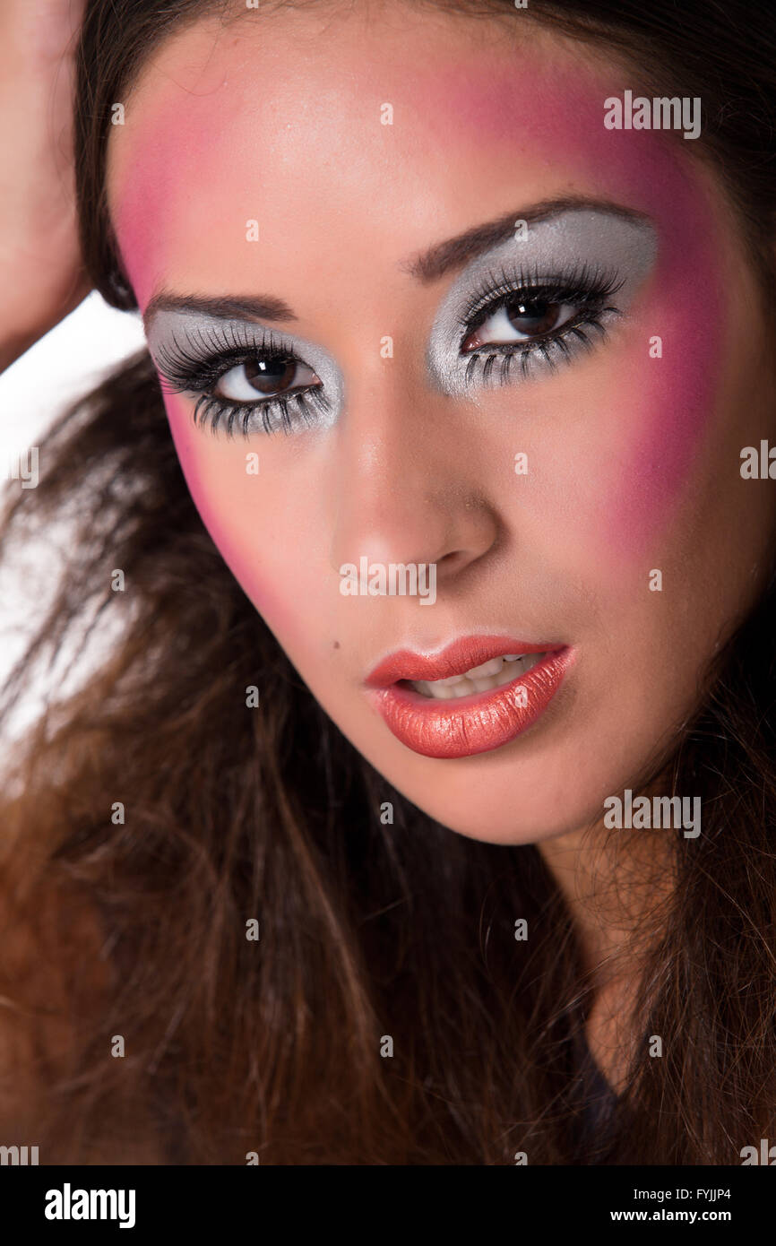 Lovely mixed raced girl with extreme make-up Stock Photo