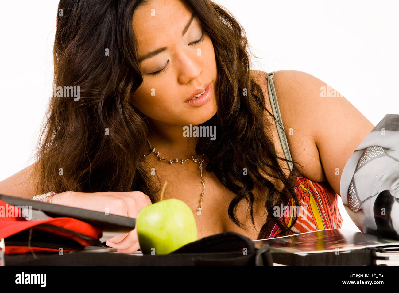 Chinese girl is learning Stock Photo