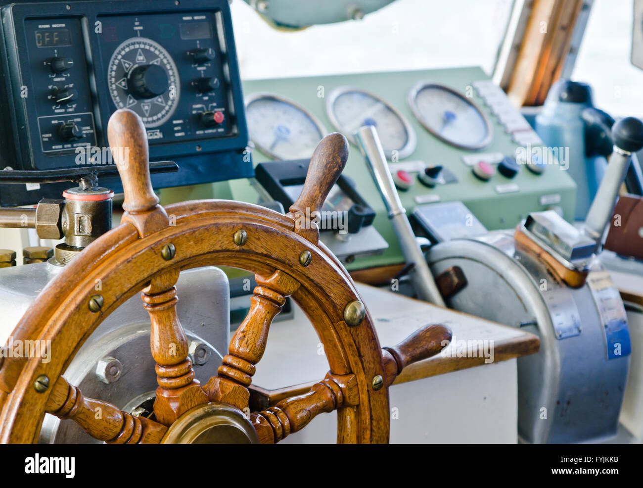 Steering wheel of an old sailing vessel, close up Stock Photo Alamy