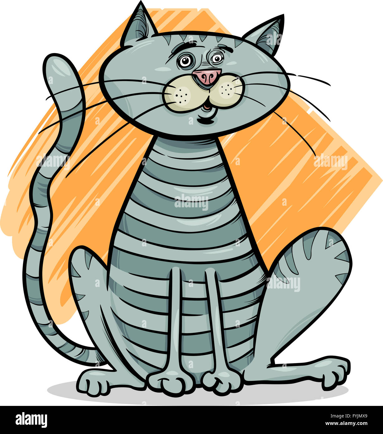 tabby gray cat cartoon illustration Stock Photo - Alamy
