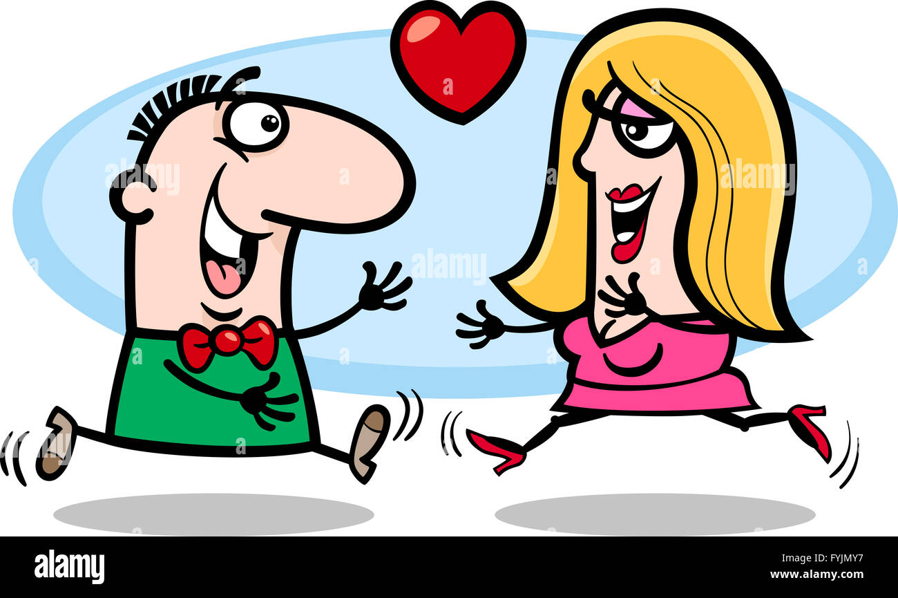 couple in love cartoon illustration Stock Photo