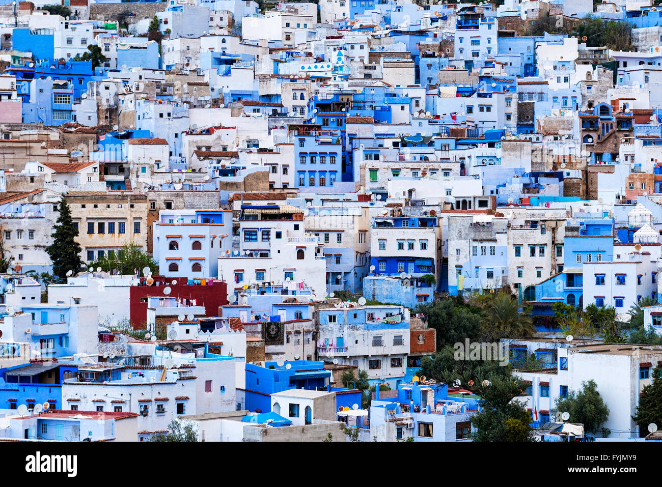 View of the town of Chefchaouen in Morocco Stock Photo