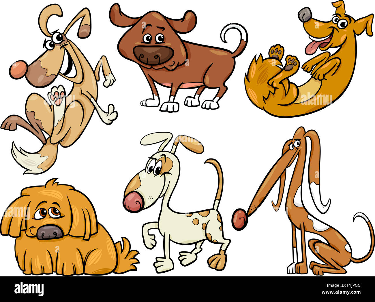 cute dogs set cartoon illustration Stock Photo - Alamy