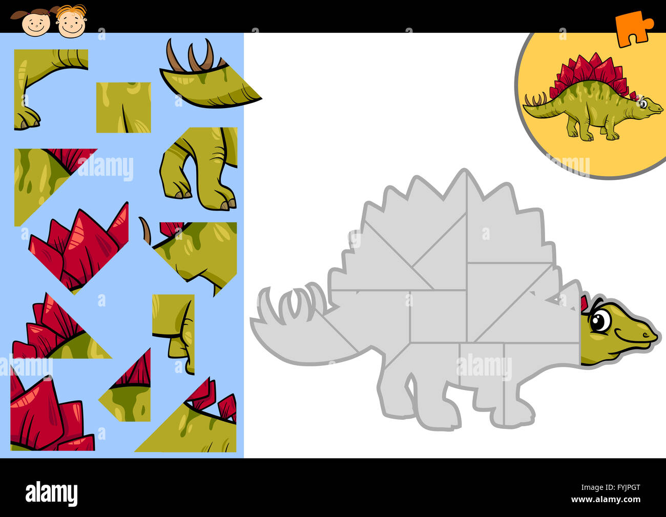 cartoon dinosaur jigsaw puzzle game Stock Photo Alamy