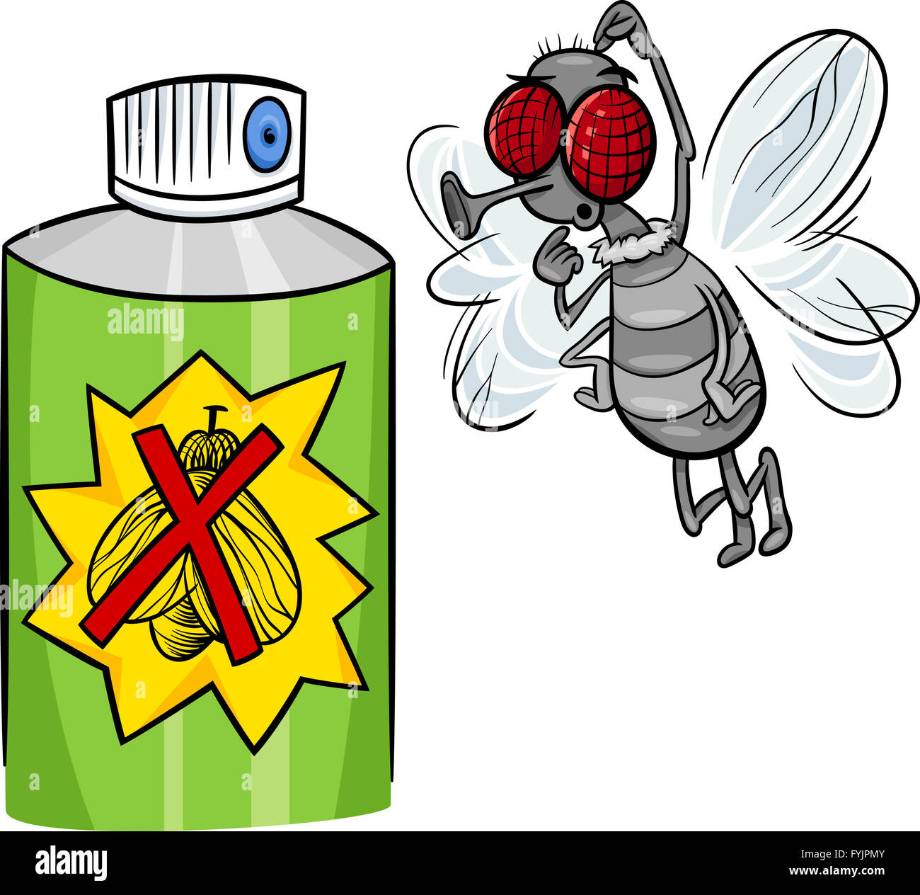 fly and bug spray cartoon illustration Stock Photo Alamy