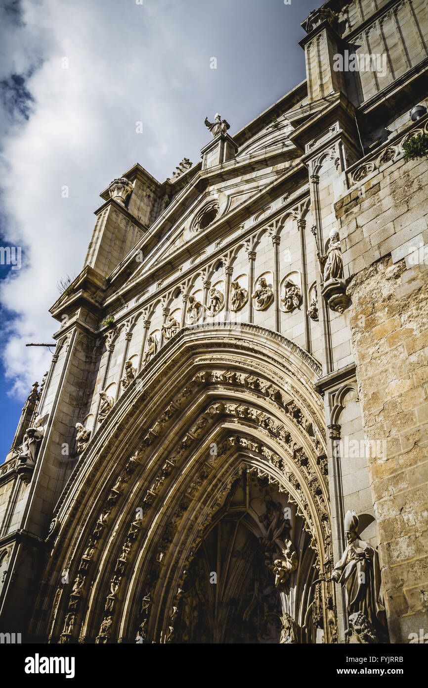 Cathedral facace tourism toledo most famous city in spain stock