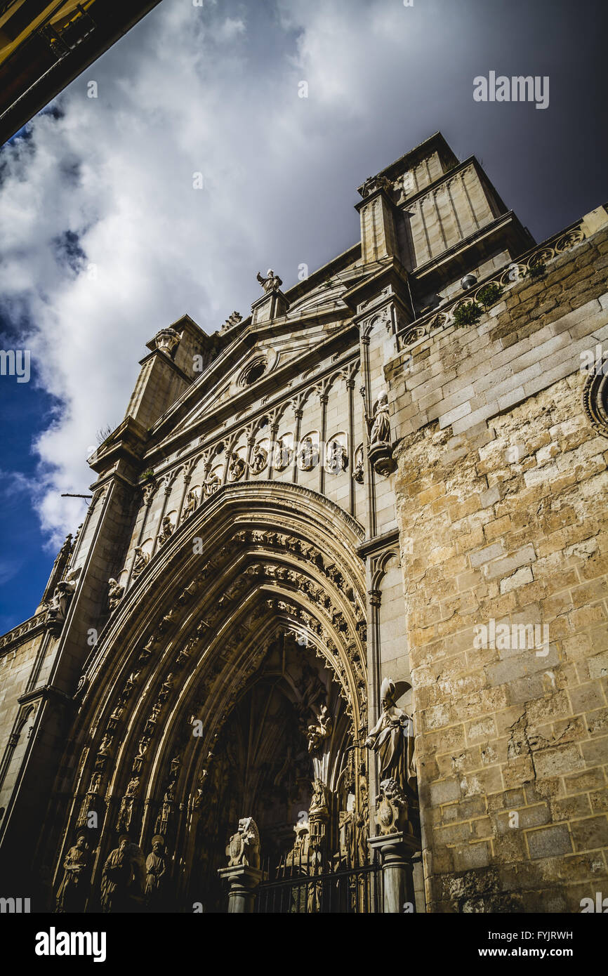 Cathedral facace tourism toledo most famous city in spain stock