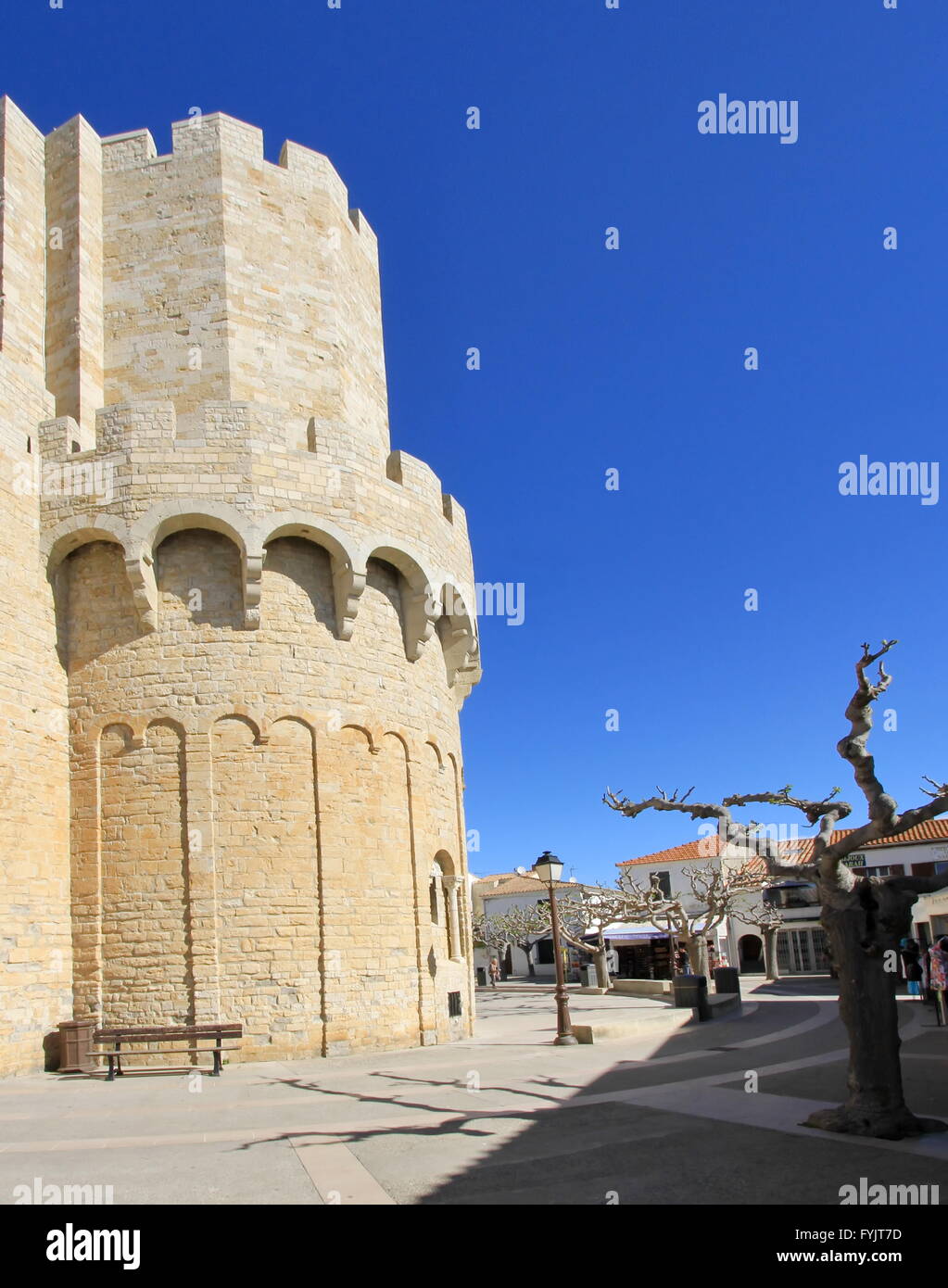 NotreDamedelaMer church, SaintesMariesdelamer, France Stock