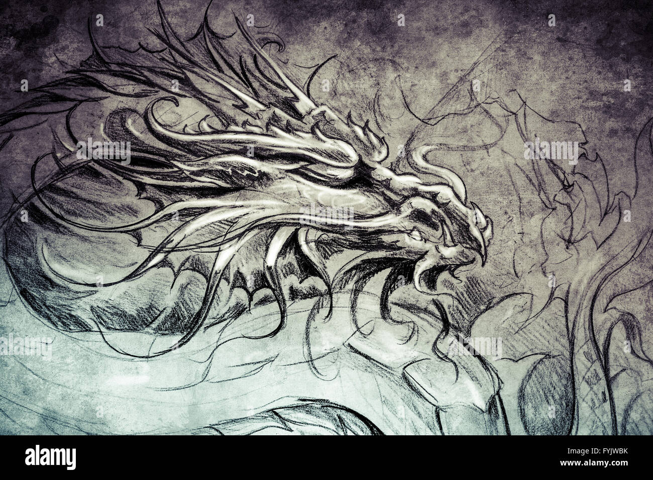 Dragon head tattoo design hires stock photography and images  Alamy