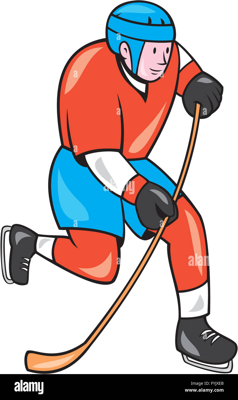 Ice Hockey Player With Stick Cartoon Stock Photo Alamy