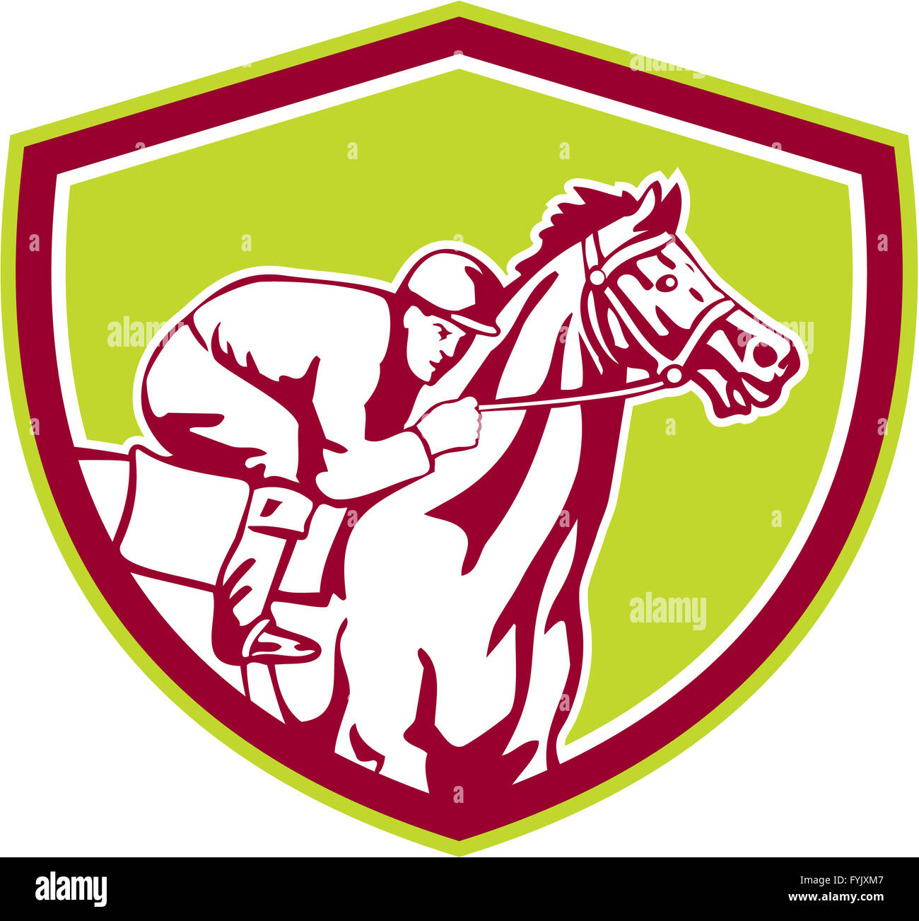 Jockey Horse Racing Shield Retro Stock Photo Alamy