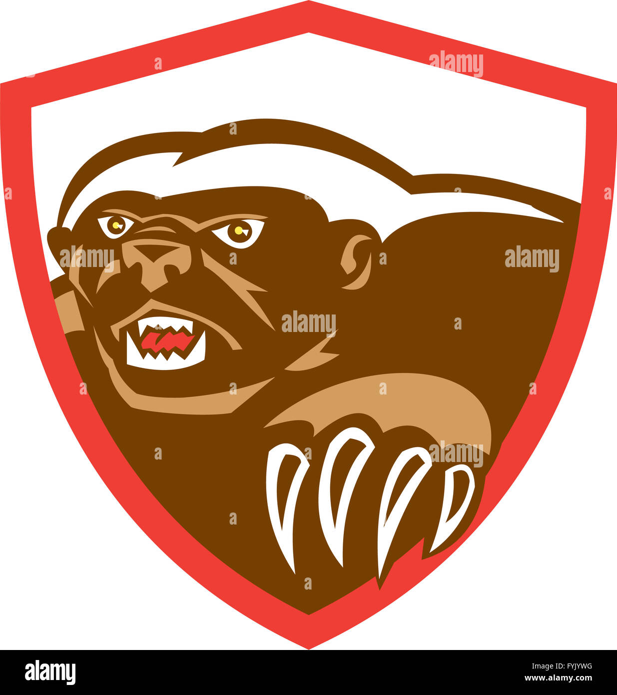 Honey Badger Claws Side Shield Retro Stock Photo Alamy