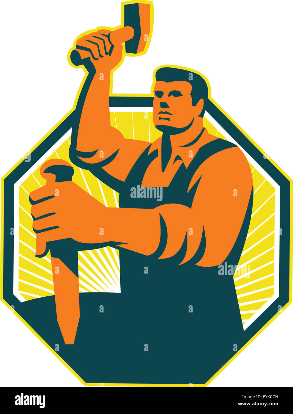 Carpenter Sculptor Hammer Chisel Retro Stock Photo Alamy