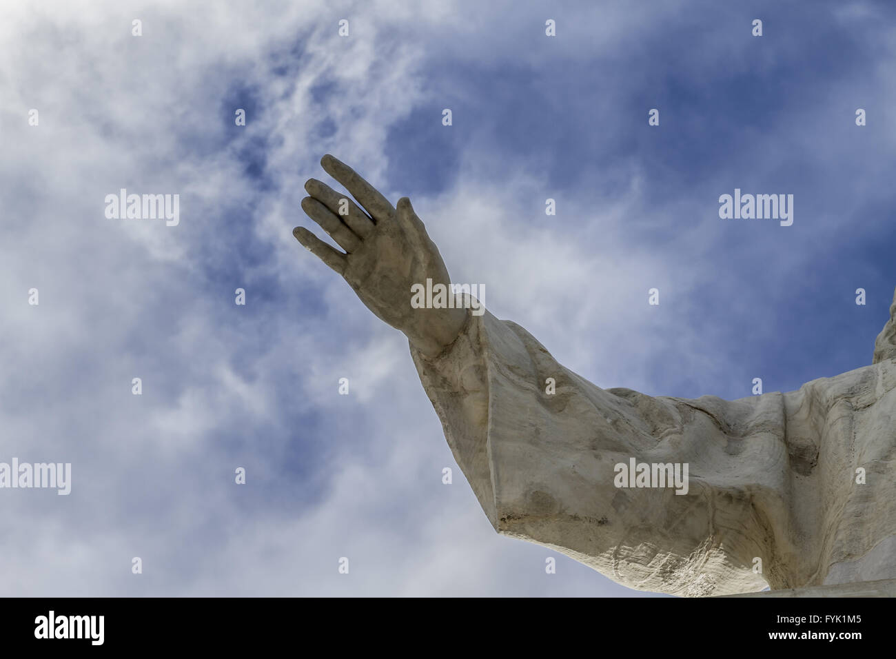 Hand bless.Cerro de los Angeles is located in the municipality of Getafe, Madrid. It is considered the geographic center of the Stock Photo