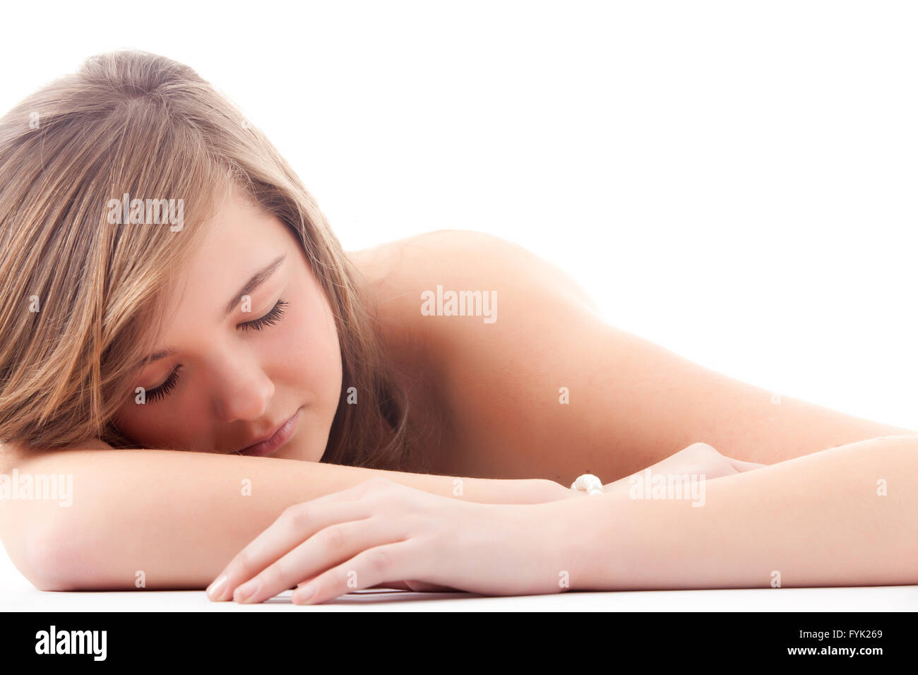 Teenager with closed eyes Stock Photo