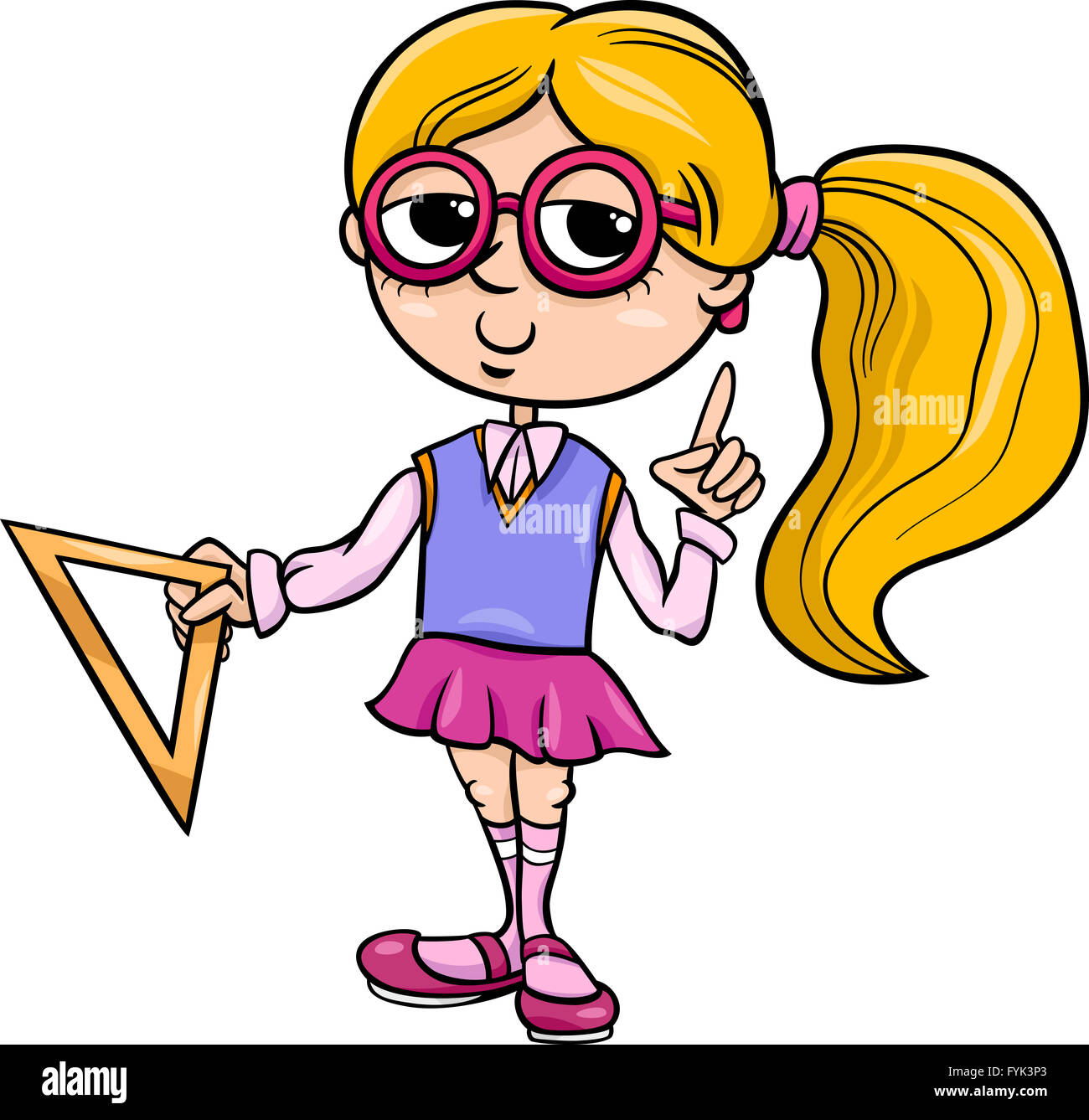 grade school girl cartoon illustration Stock Photo - Alamy
