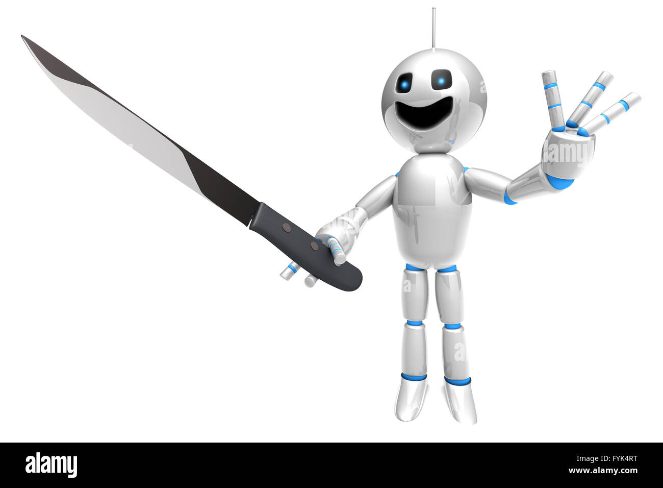 Cartoon Robot with a kitchen Knife Stock Photo - Alamy