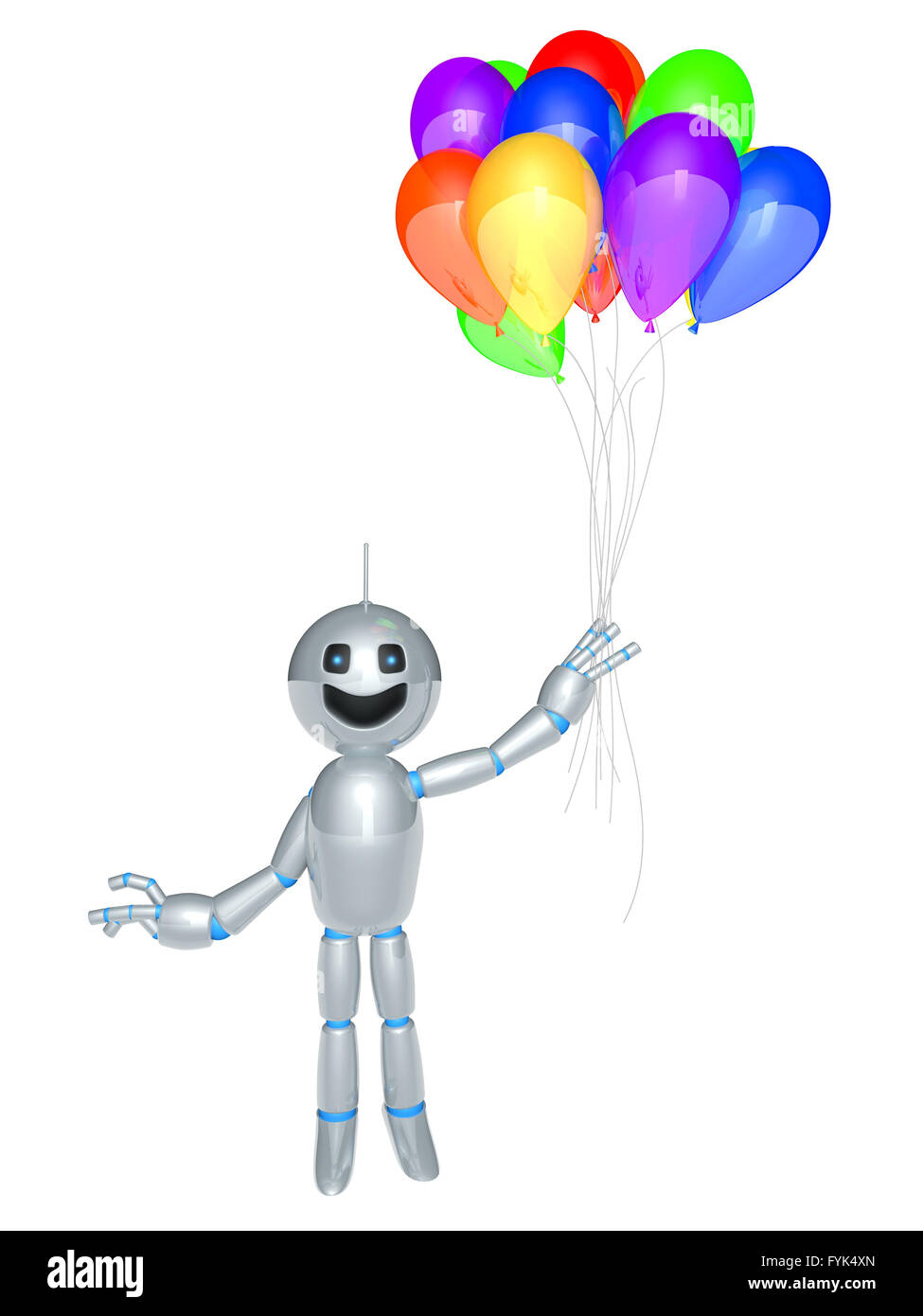 Cartoon Robot with Balloons Stock Photo - Alamy