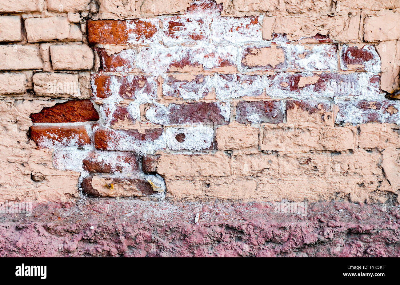 Obsolete old brick wall texture with print of paint Stock Photo Alamy