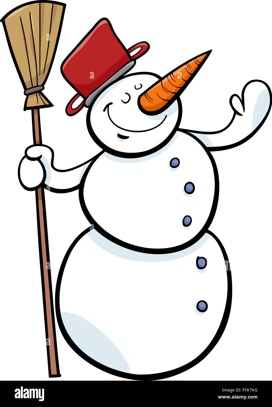 happy snowman cartoon illustration Stock Photo - Alamy