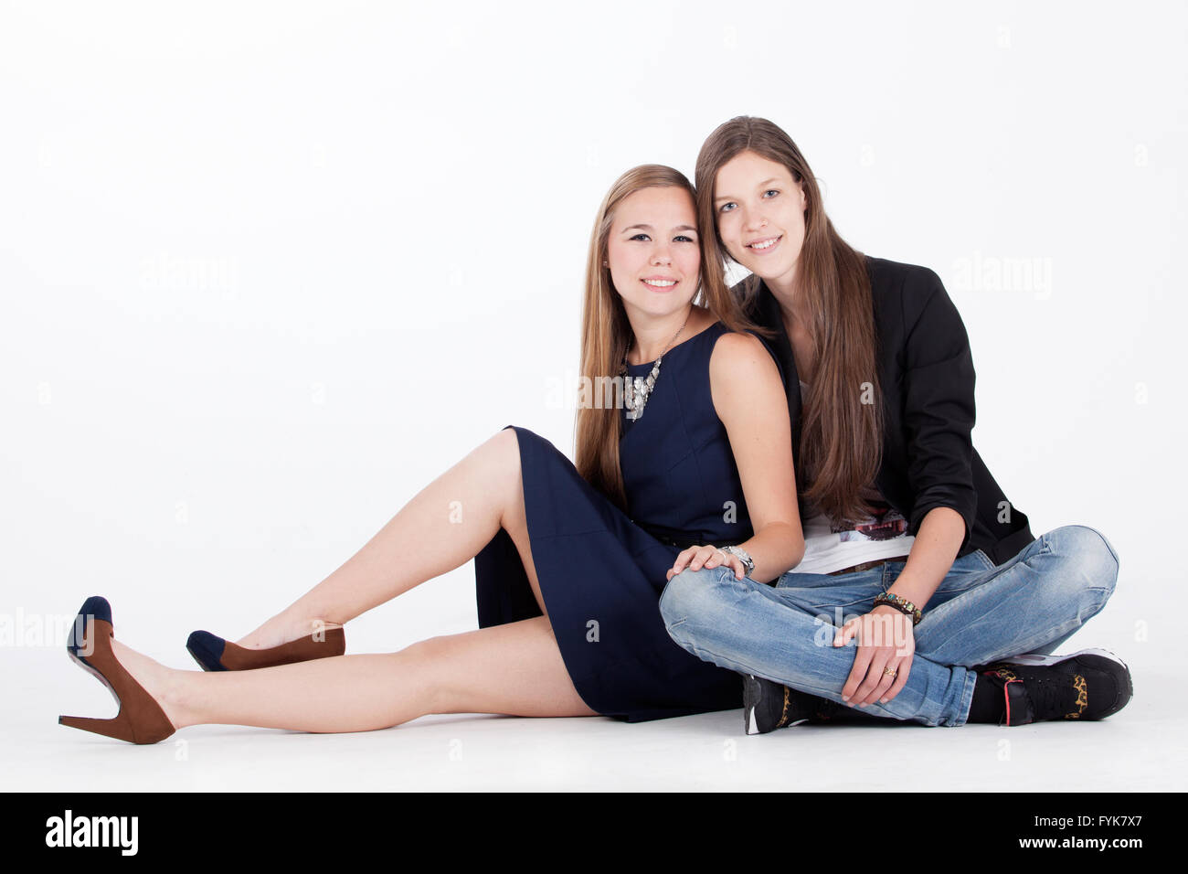 Smiling girlfriends Stock Photo