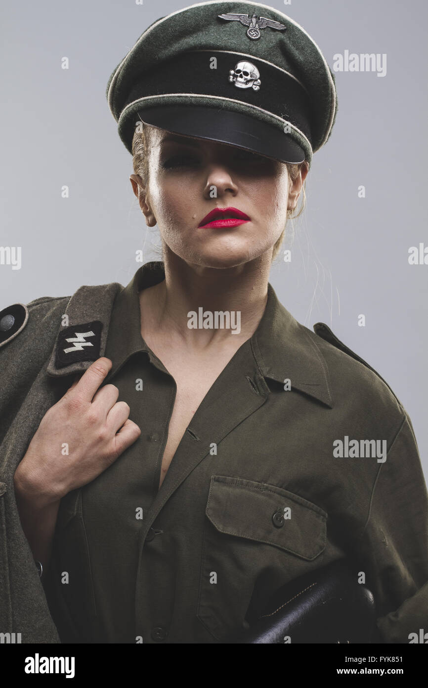 reenactment, Official German woman, representation of tyranny and oppression Stock Photo