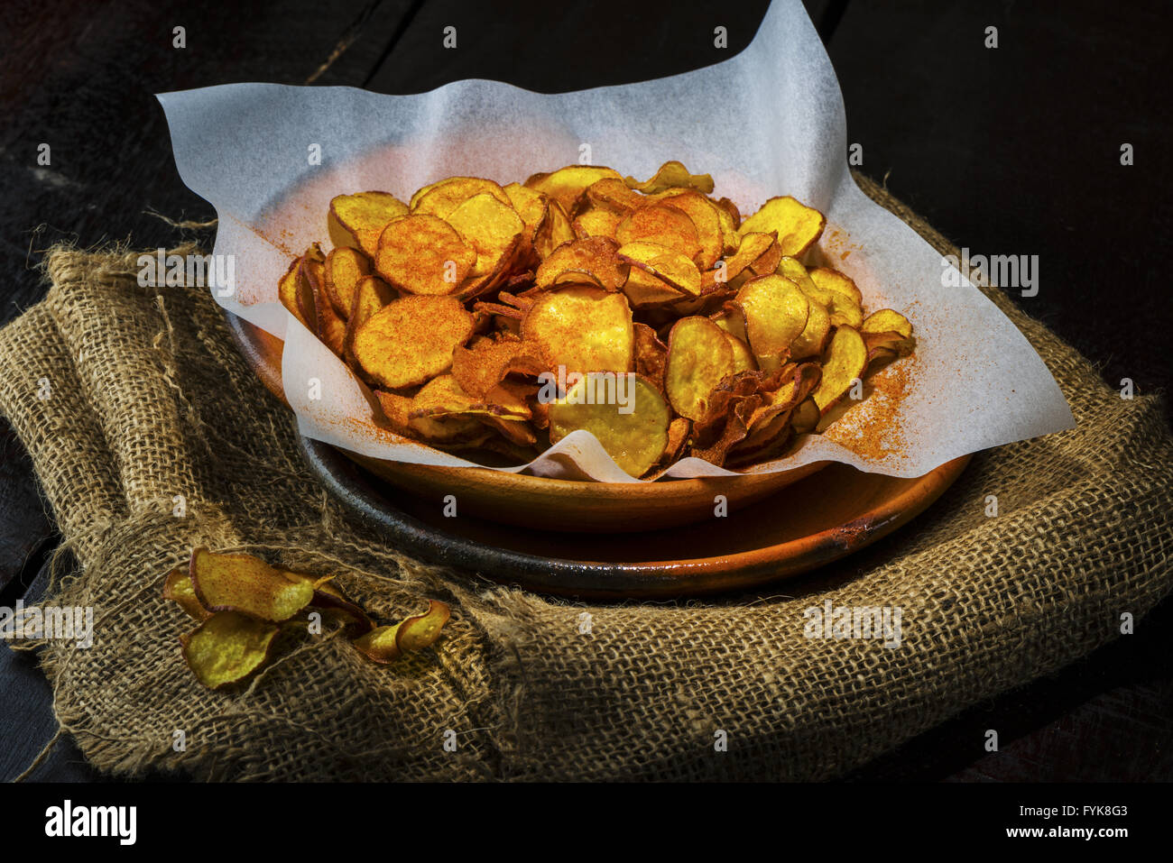 plate with chips Stock Photo Alamy