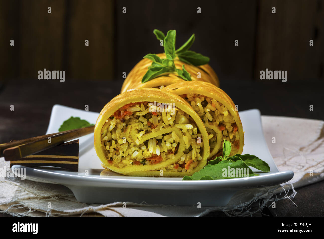 asian curry rice roll Stock Photo - Alamy