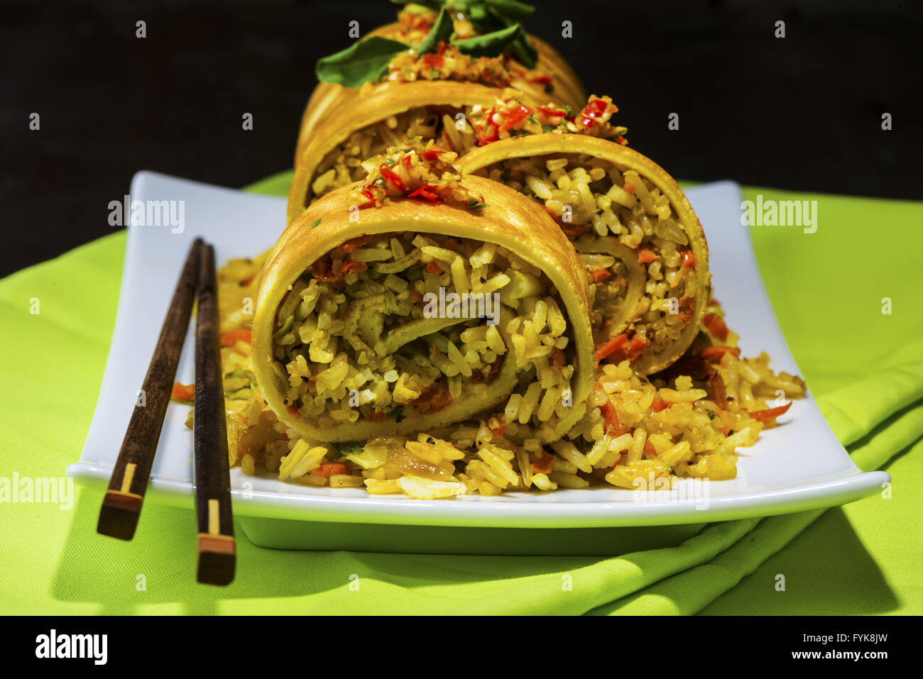 asian curry rice roll Stock Photo