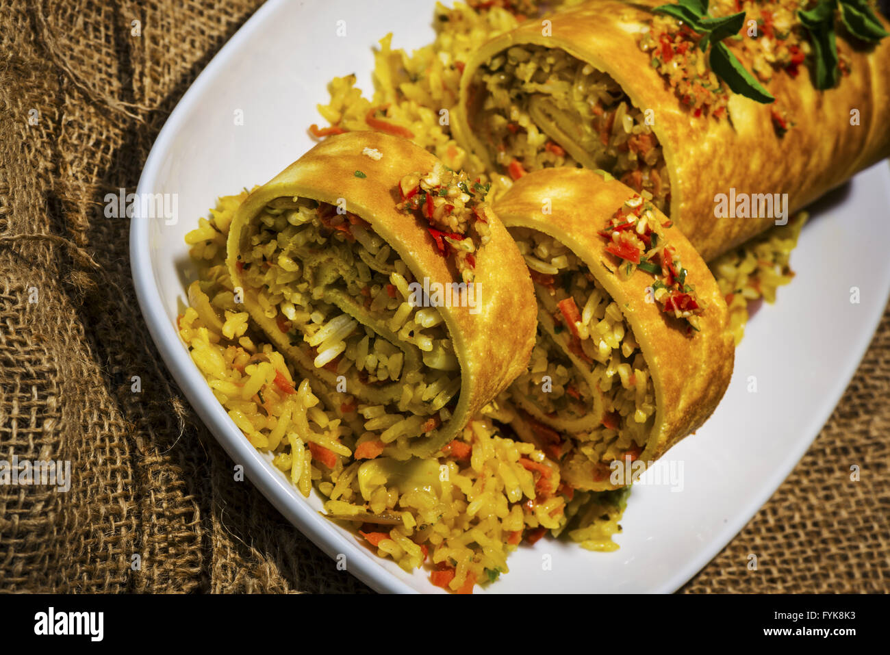 asian curry rice roll Stock Photo