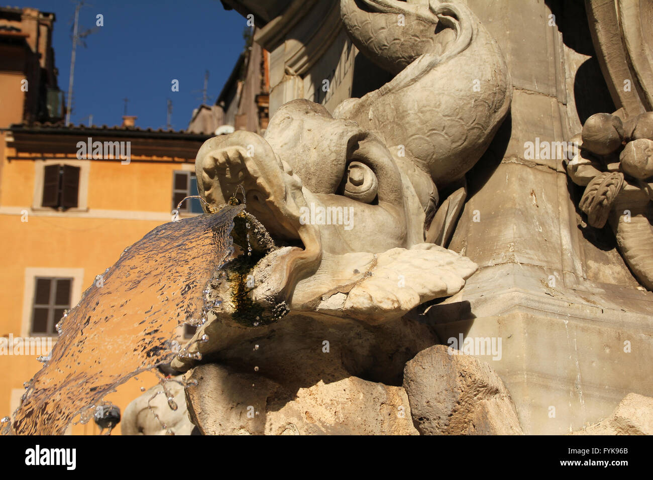 Fountain at Piazza Rotonda Stock Photo