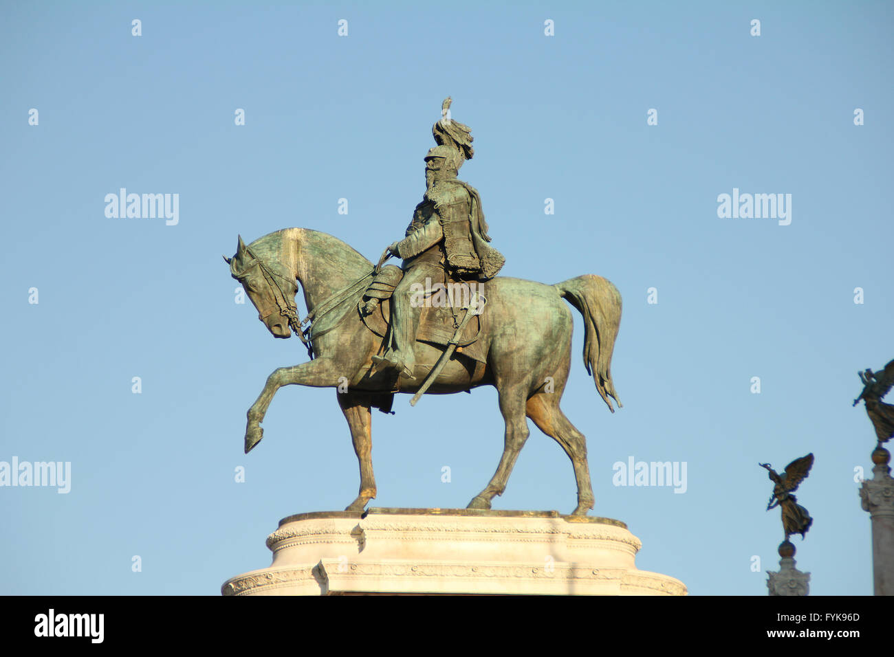 Equestrian statue of Vittorio Emanuele II. Victori Stock Photo