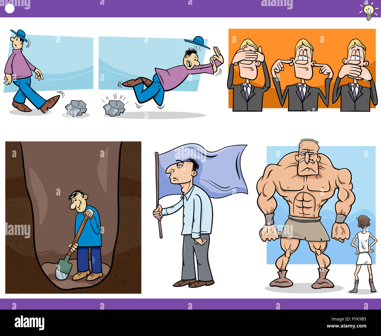 cartoon concepts and sayings set Stock Photo - Alamy