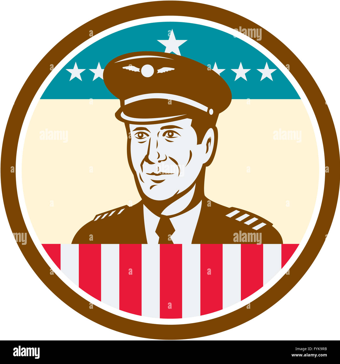 Airline Pilot Aviator USA Flag Circle Retro Stock Photo - Alamy