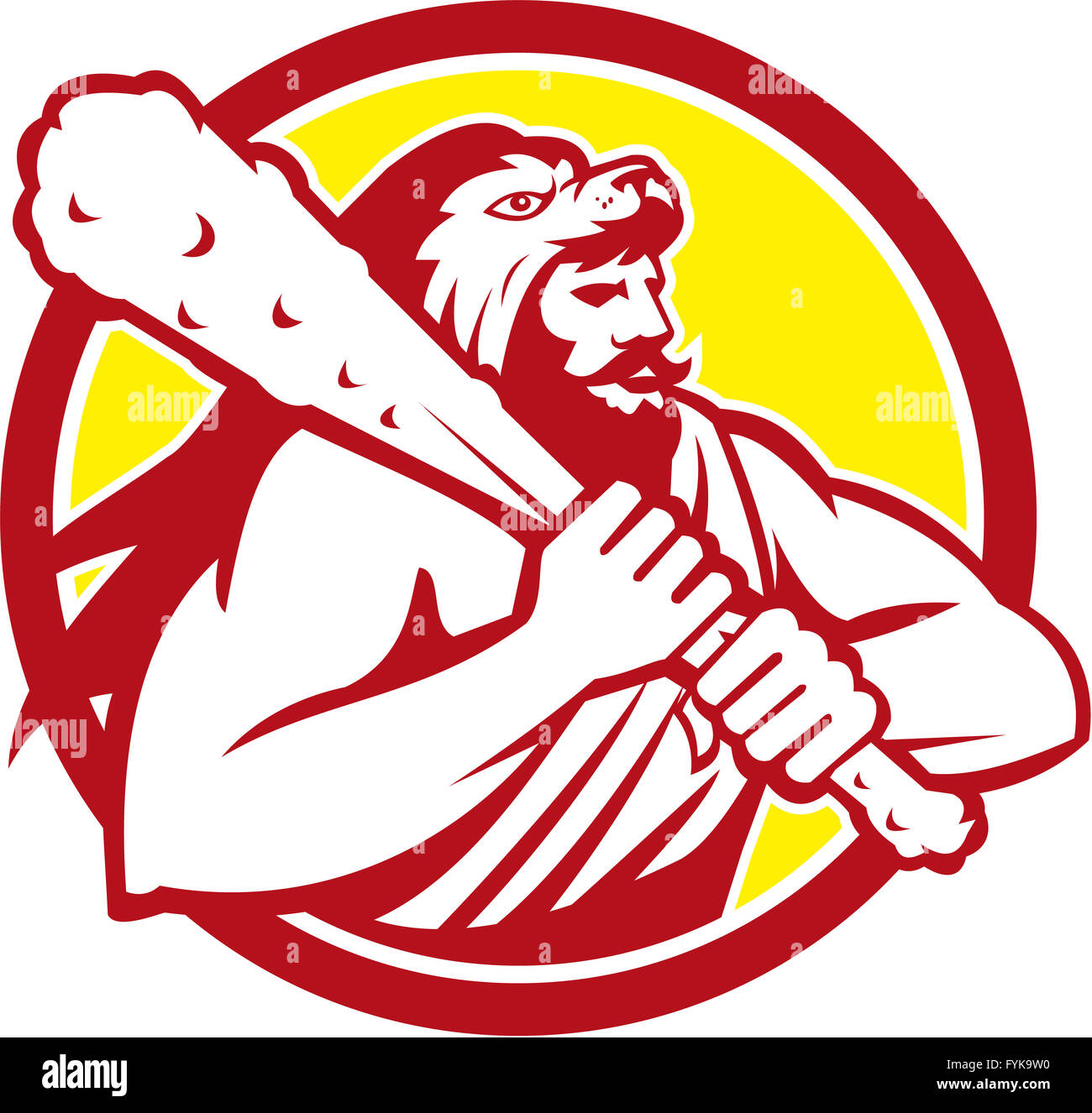 Hercules Lion Skin Wield Club Circle Retro Stock Photo ...