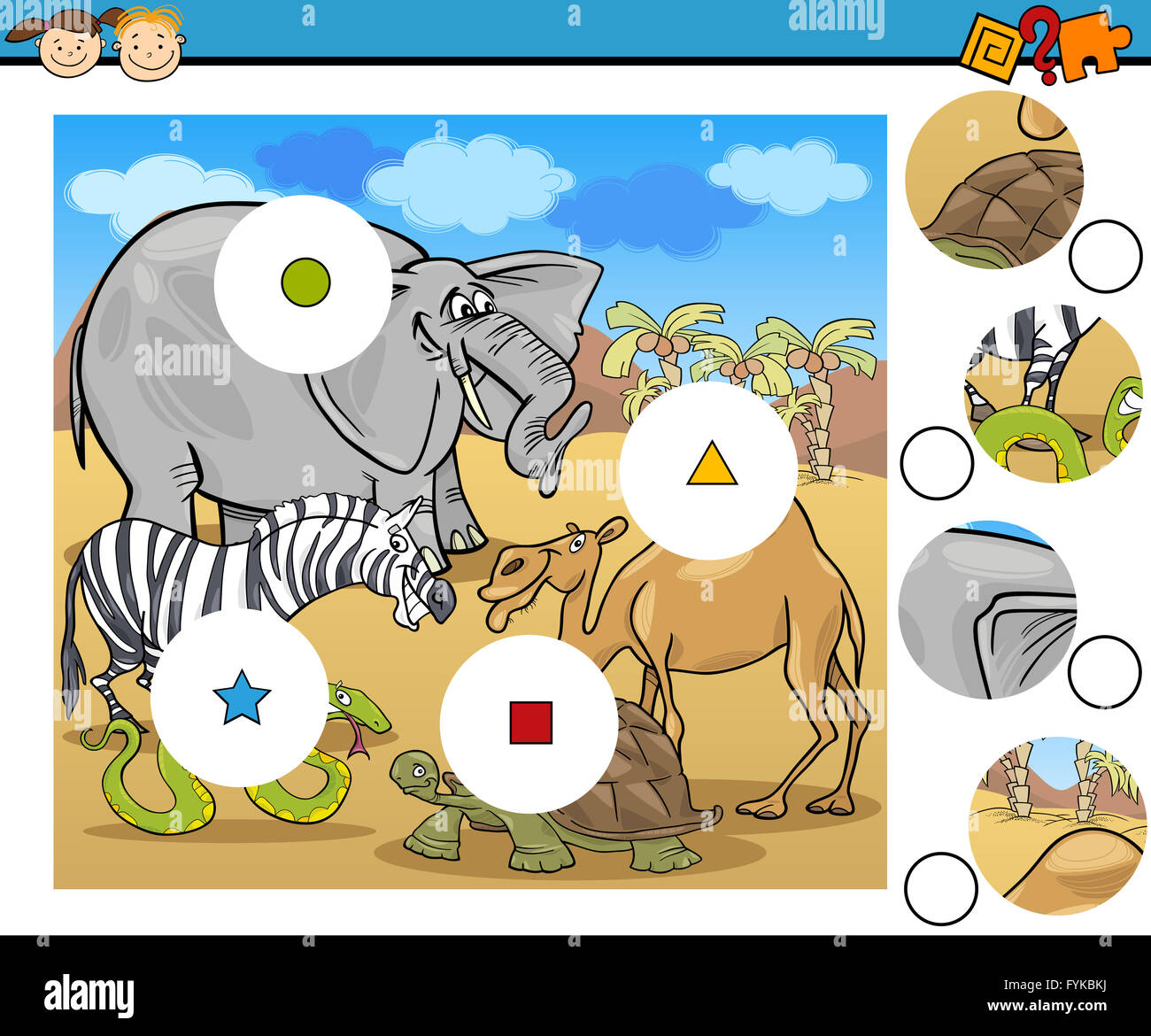 Matching Game Math Cartoon match pieces game cartoon Stock Photo - Alamy