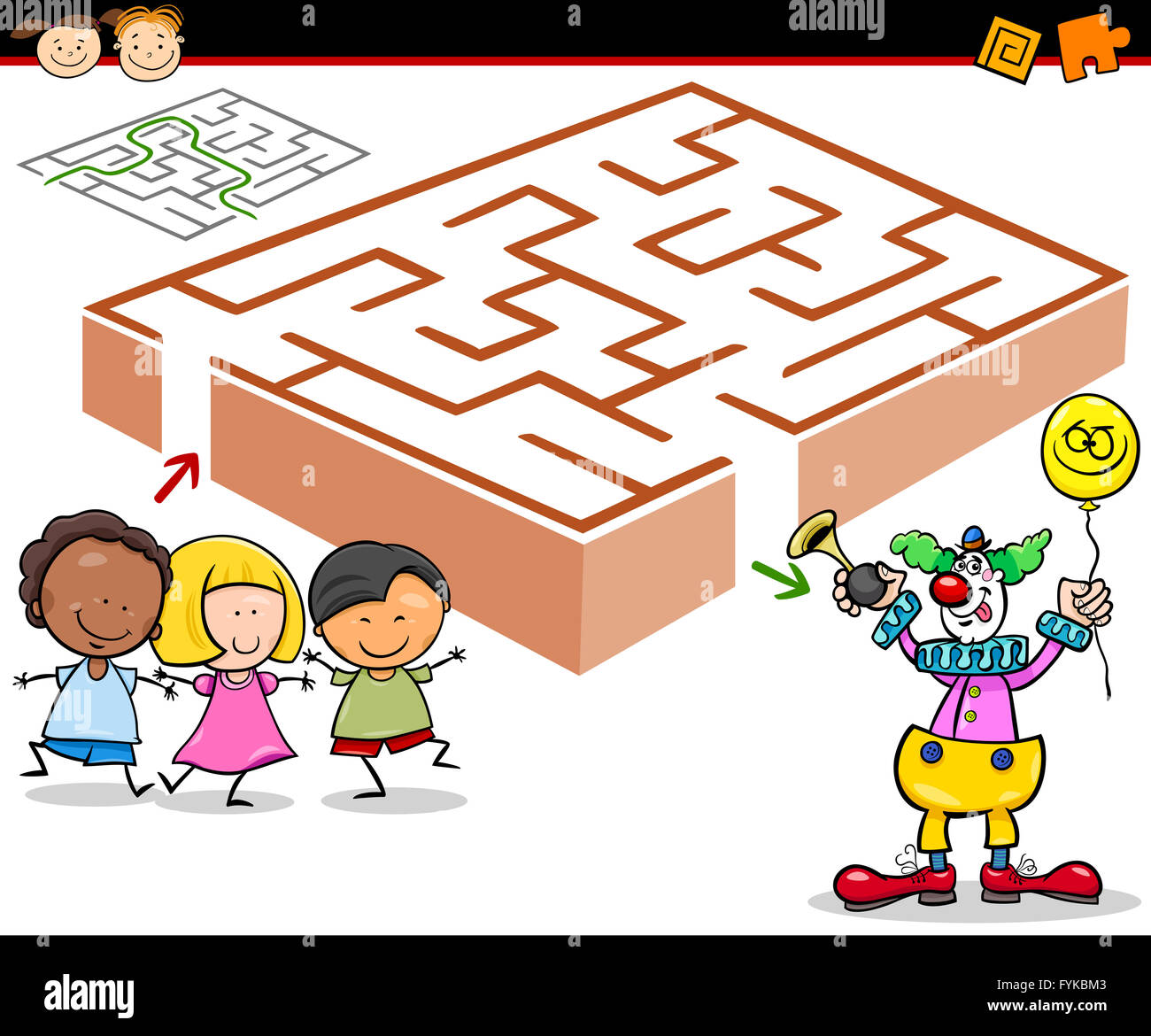 Laberint Cartoon Brain game labyrinth vector maze with entry hi-res stock photography ...