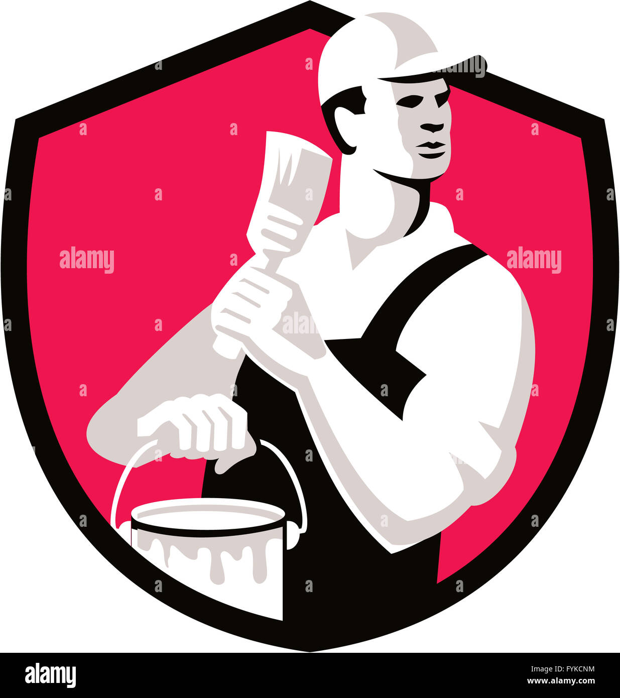 House Painter Paintbrush Paint Shield Retro Stock Photo Alamy