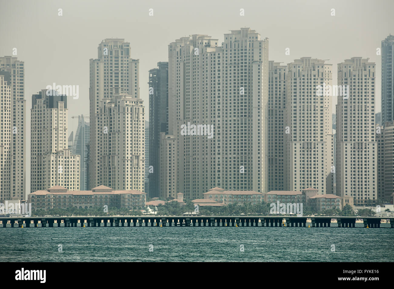 Business center of Dubai from the sea Stock Photo