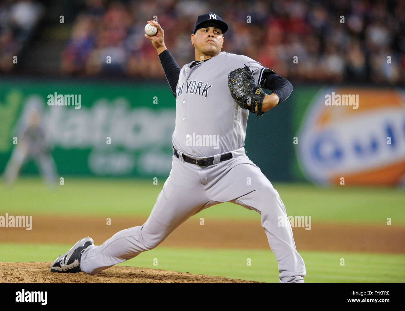 Apr 25, 2016: New York Yankees relief pitcher Dellin Betances #68 during an  MLB game between the New York Yankees and the Texas Rangers at Globe Life  Park in Arlington, TX New